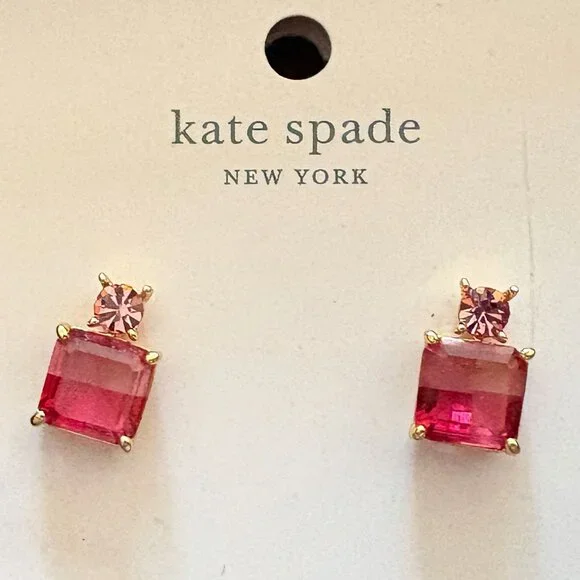 KATE SPADE FLYING COLORS PINK Delicate Drop stud earrings; NWT - Picture 1 of 3